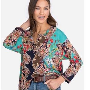 NWT Johnny Was Indi Flower Henley Tee